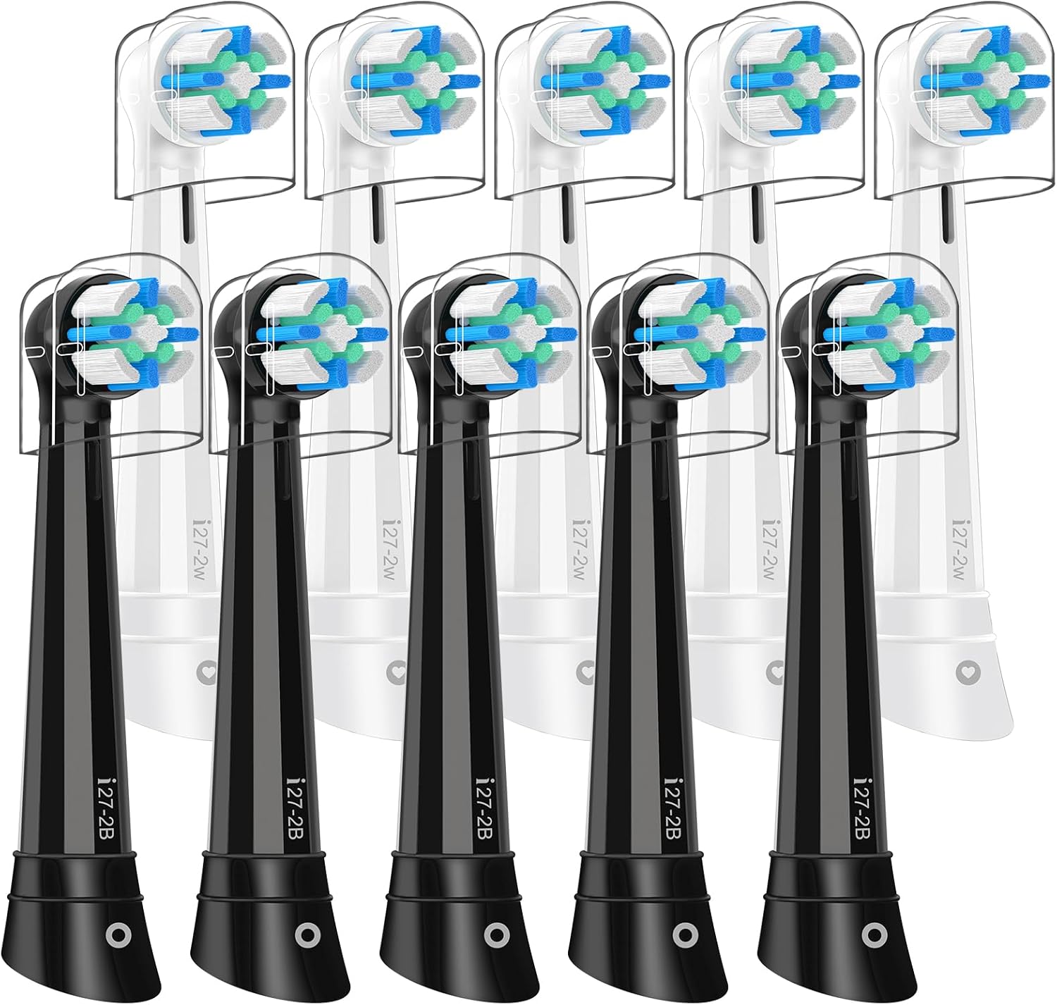 Intelligent Cleaning IO Replacement Heads Compatible with Oral B iO 2/3/4/5/6/7/8/9/10 Series Electric Toothbrush, Brush Heads with Deep Cleaning and Sensitive Care,10 Pack Black/White