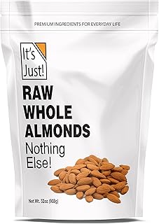 It's Just - Raw Whole Almonds, Grown in California, 32oz (2lbs), Unsalted, Premium Quality, Supreme Grade, Naturally Semi Sweet, Made in USA