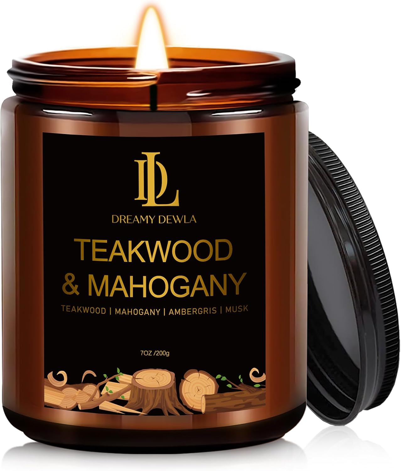 Teakwood & Mahogany Candles, Teakwood Mahogany Scented Candle, Natural Soy Candles for Home Scented, Long Lasting with 50 Hour Burn Time, Gifts for Men Women