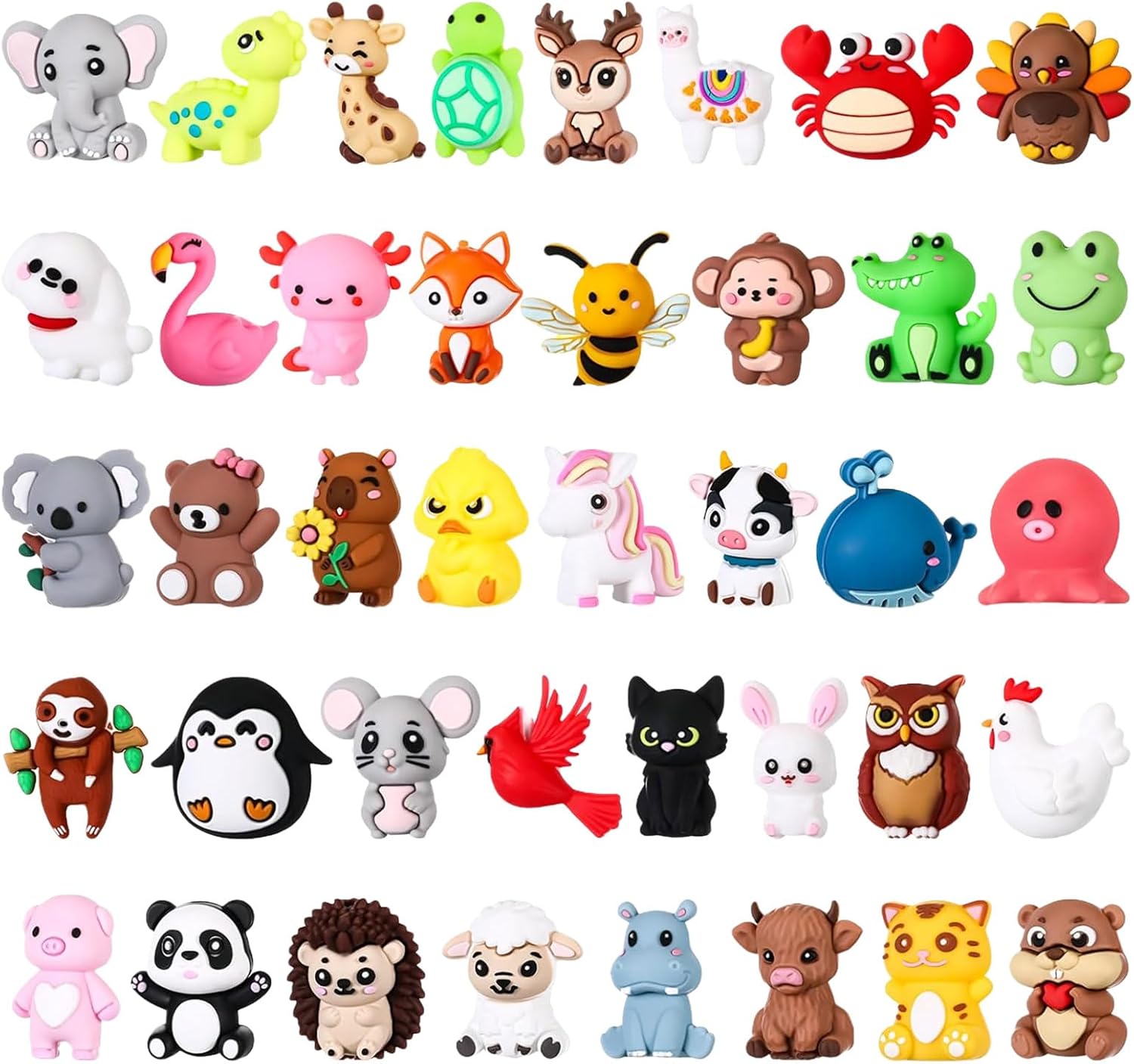 40 Pcs 3D Silicone Focal Beads Pens Beads Bulk for Beadable Keychain DIY Crafts Necklace Bracelet Phone Chain Charms Jewelry Making(Animal)