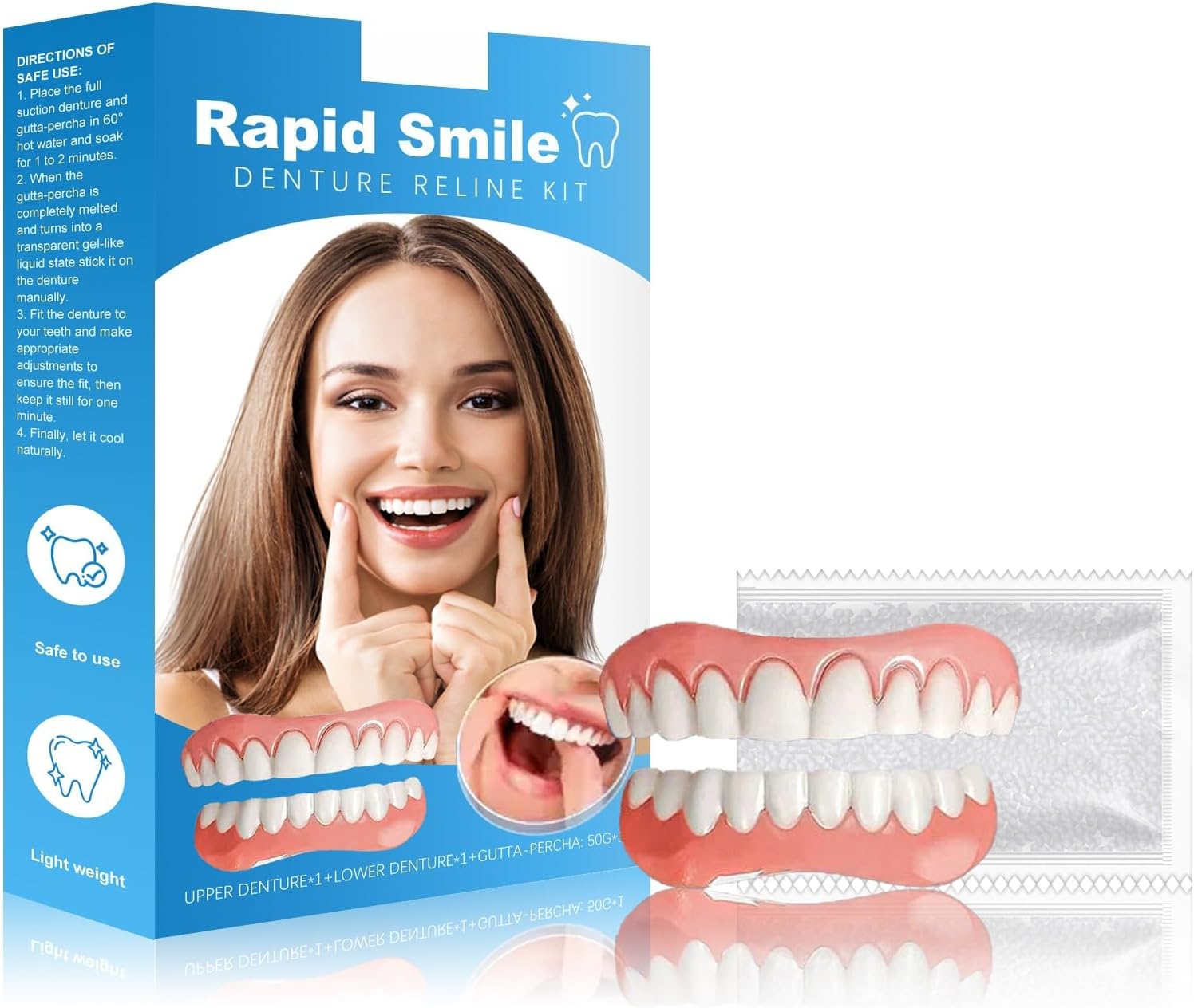 Teeth Aesthetics Denture Kit - Smile Enhancement Fake Teeth Set, Comfortable Material Cosmetic Dental Kit, Natural-Looking Dentures to Boost Smile Beauty for Daily Use