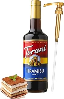 Tiramisu Syrup for Coffee 25.4 Ounces, Torani with Little Squirt Syrup Pump