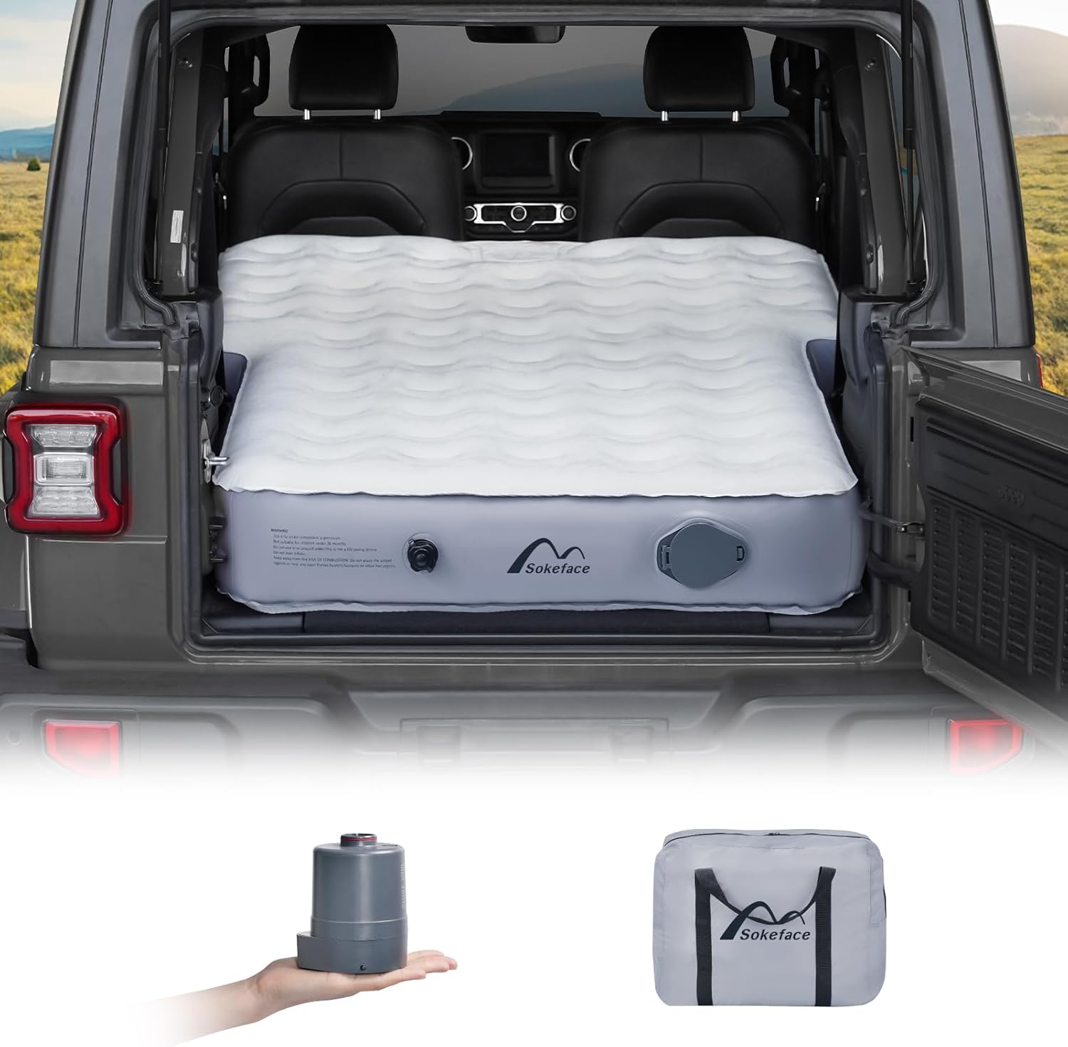 Jeep Wrangler Air Mattress Jeep Mattress with Wireless Air Pump Large SUV Air Mattress,Jeep Wrangler Bed 10inch SUV Camping Bed for JK JKU JL JLU Unlimited 4 Door