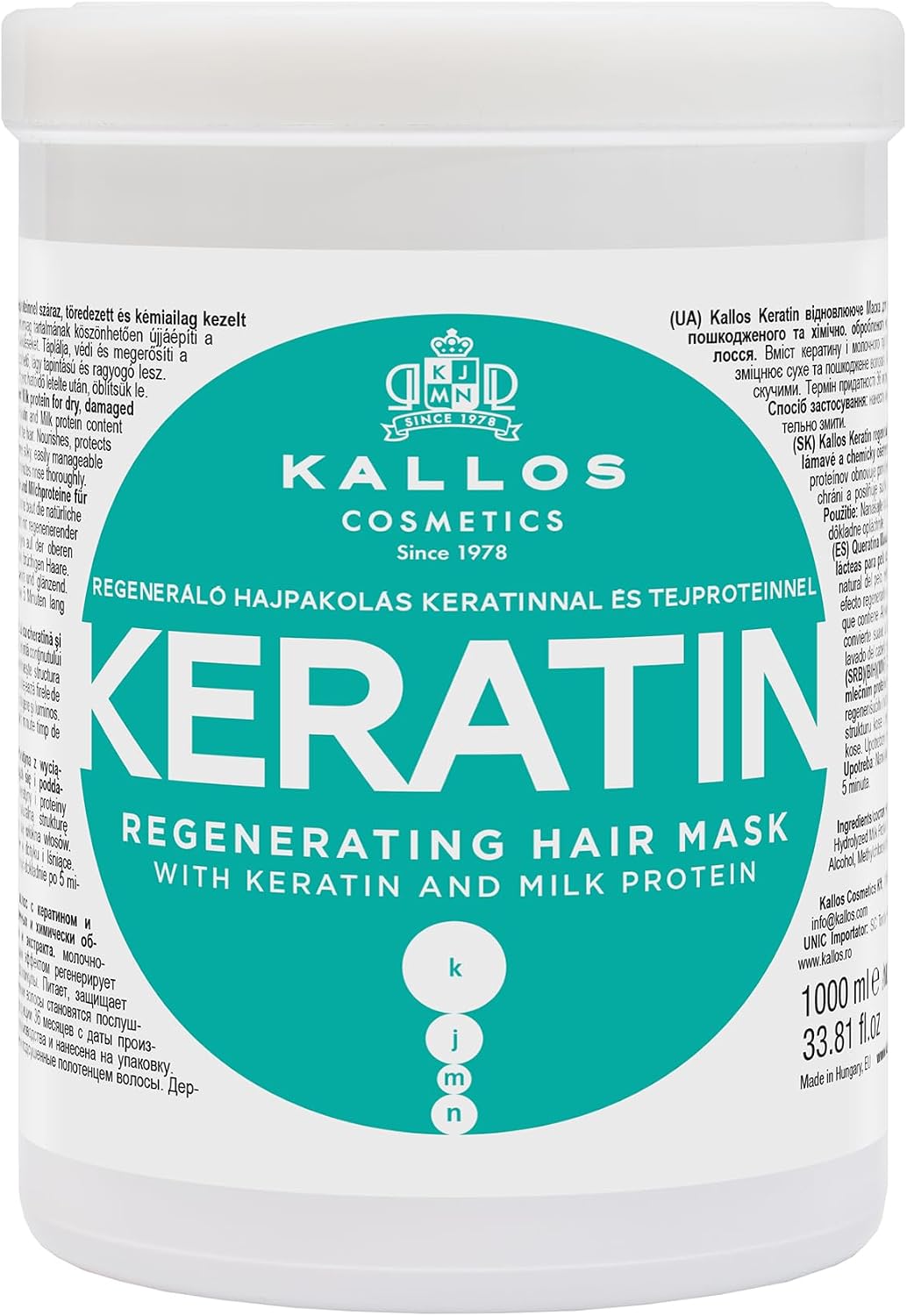 Kallos Cosmetics Keratin Hair Treatment For Dryness 1L
