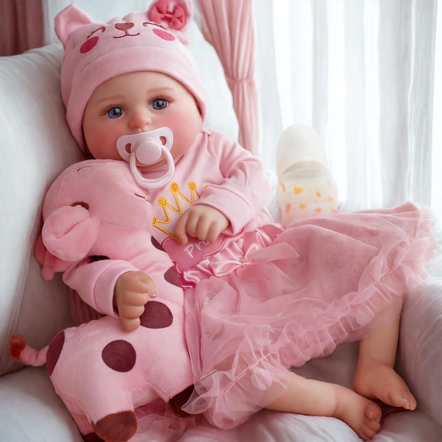 JIZHI Lifelike Reborn Baby Dolls - 20-Inch Cute Realistic Newborn Baby Doll Soft Cloth Body Real Life Baby Dolls Girl with Gift Box for Kids Age 3+ & Collection