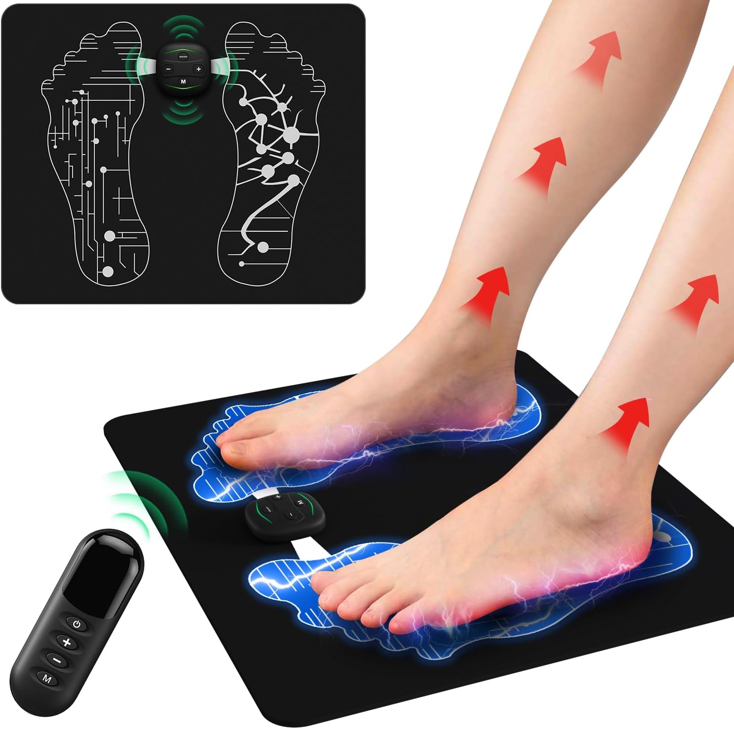 Transcutaneous Electronic Nerve Stimulator, Foot Stimulator Pad with Remote Control