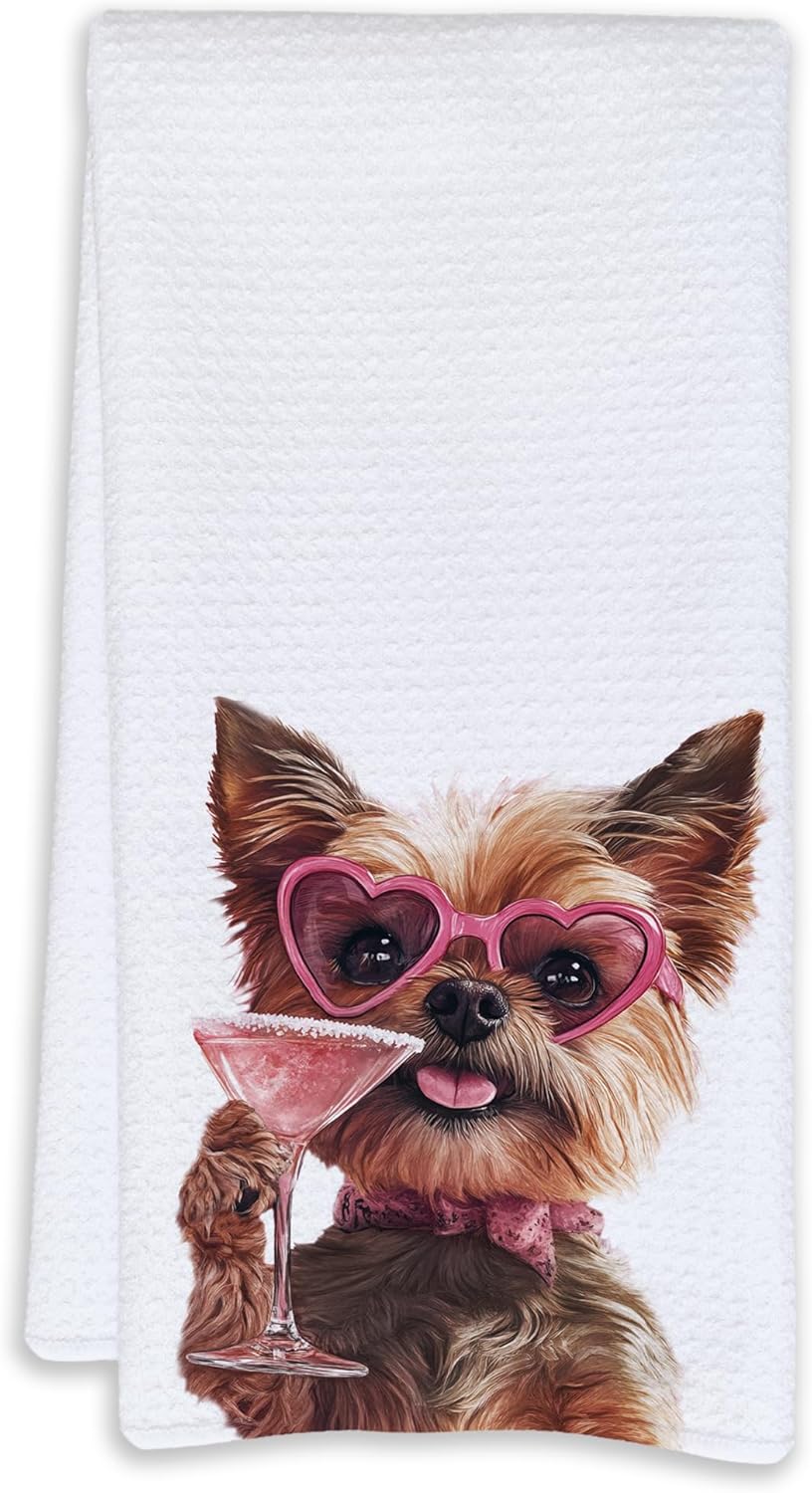 Yorkshire Terrier Gifts Kitchen Towels, Yorkie Gifts for Women Dog Mom Decorative Hand Towels for Bathroom, Funny Yorkshire Terrier Cocktail Dish Tea Towels for Kitchen, 16x24 Inch