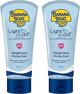 Banana Boat Light As Air Sunscreen Lotion SPF 50 Twin Pack | Lightweight Sunscreen, Lotion Sunscreen, Banana Boat Sunscreen Lotion for Body, Non-Greasy Sunscreen, Oxybenzone Free Sunscreen, 6oz each