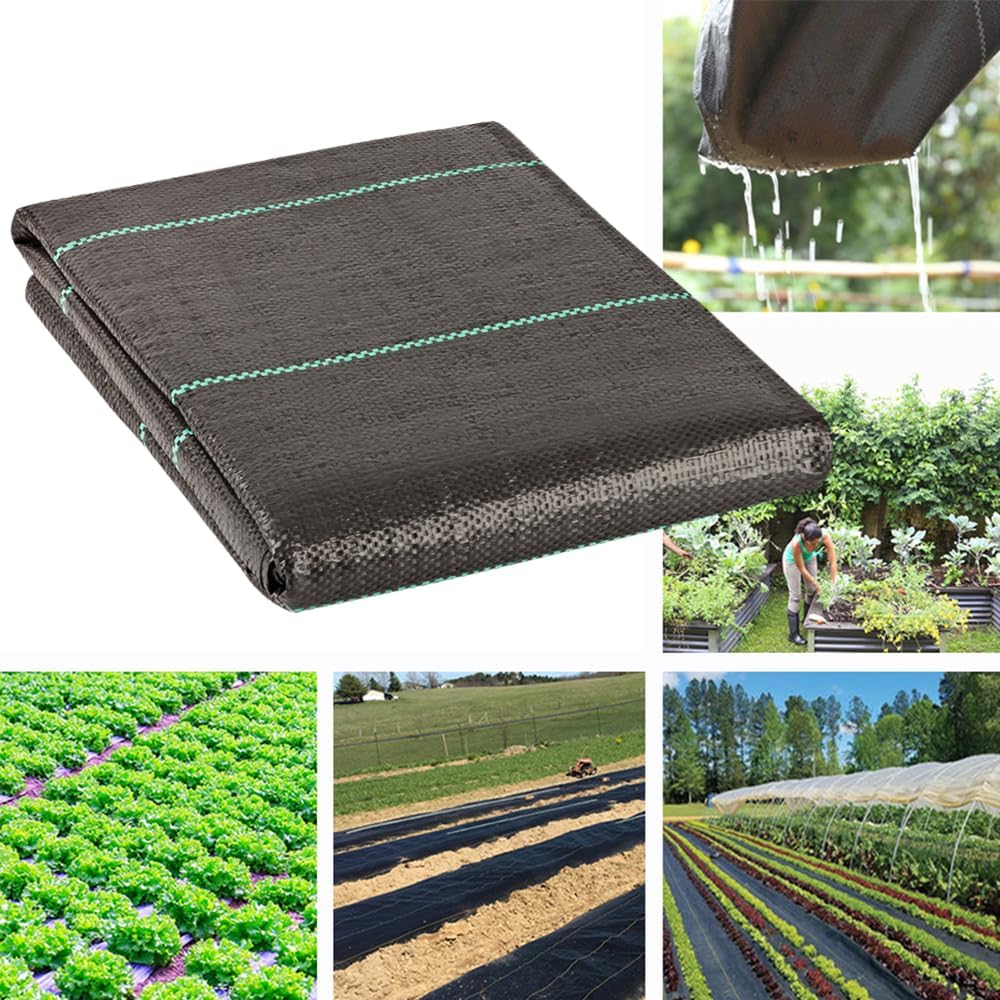 Petgrow Weed Control Membrane 2M x 10M Fabric Weed Barrier Garden Liner Ground Cover Heavy Duty Black Landscape Fabric Breathable, UV Protective for Garden Beds (2M x 10M)