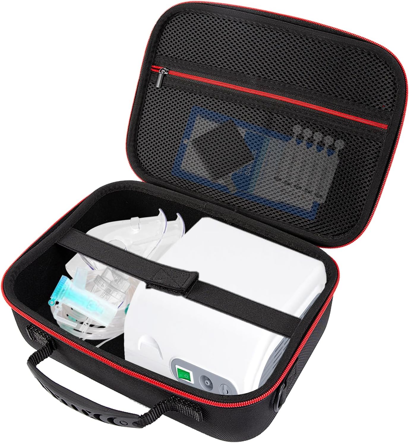 Hard Case for Smart Nebulizer,Portable Nebulizer Bag,Desktop Inhaler Nebulizer for Home Travel Use,Medical Case for Inhaler Spacer, Masks, Asthma Accessories Medicine Storage Bag, Red