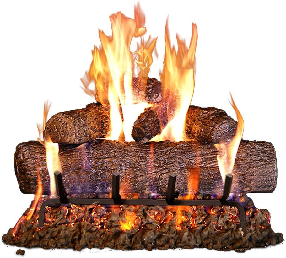 Real Fyre 24-Inch Live Oak Vented Gas Log Set, Natural Gas, Match-Lit with Burner, Grate & Gas Connection Kit, 90,000 BTU