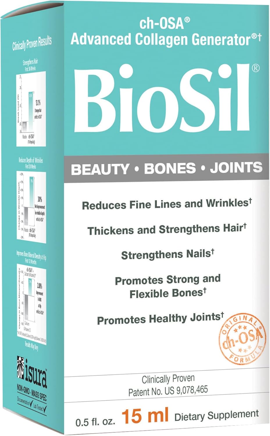 Natural Factors BioSil, Beauty, Bones, Joints Liquid, Supports Healthy Hair, Skin and Nails, Vegan Collagen, Elastin and Keratin Generator, 0.5 Oz