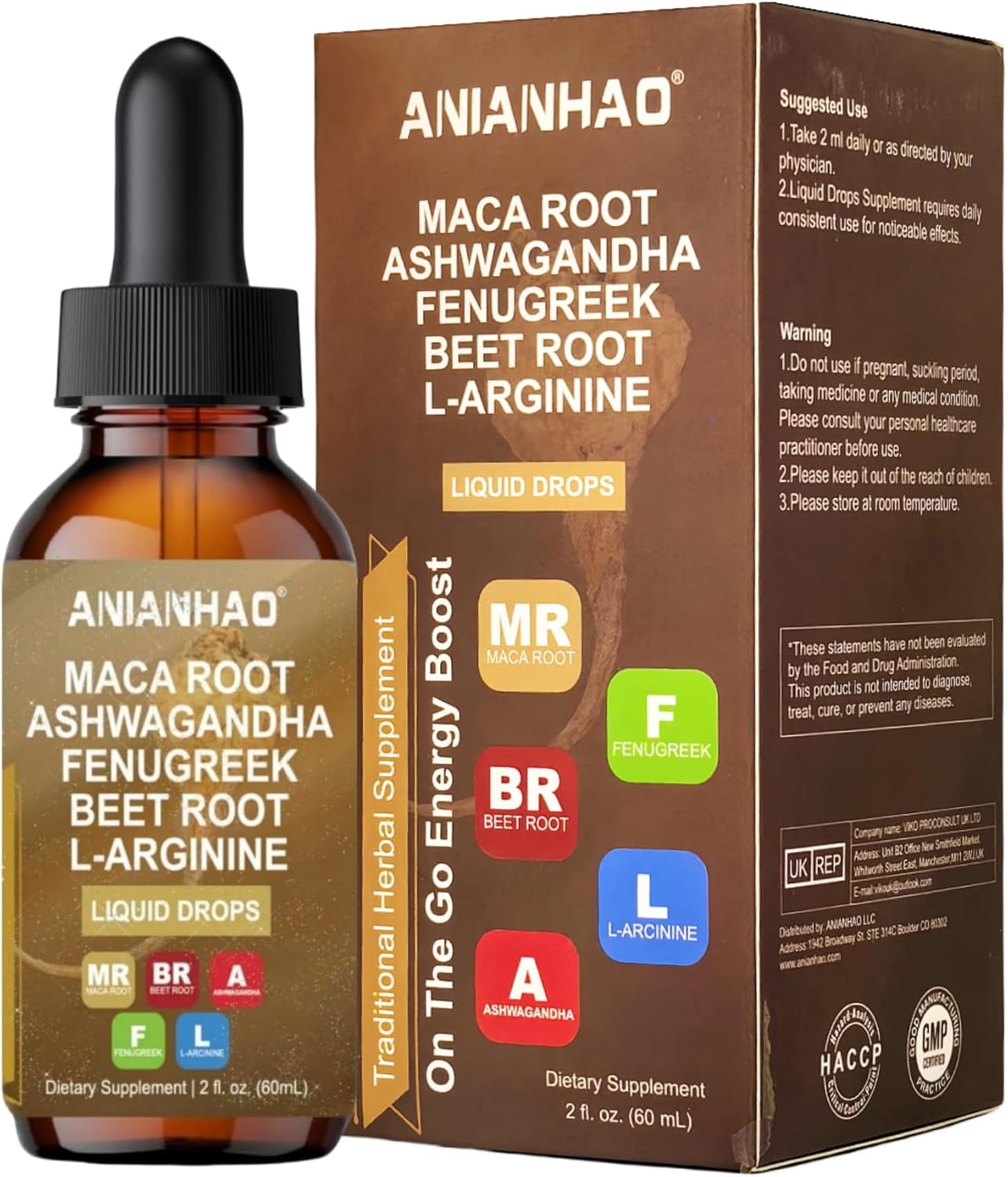 Maca Root Liquid Drops for Energy Support for Women & Men - High Strength 60ml Vegan with Ashwagandha, Fenugreek, Beet Root and L-Arginine - Support Mood, Energy & Fitness