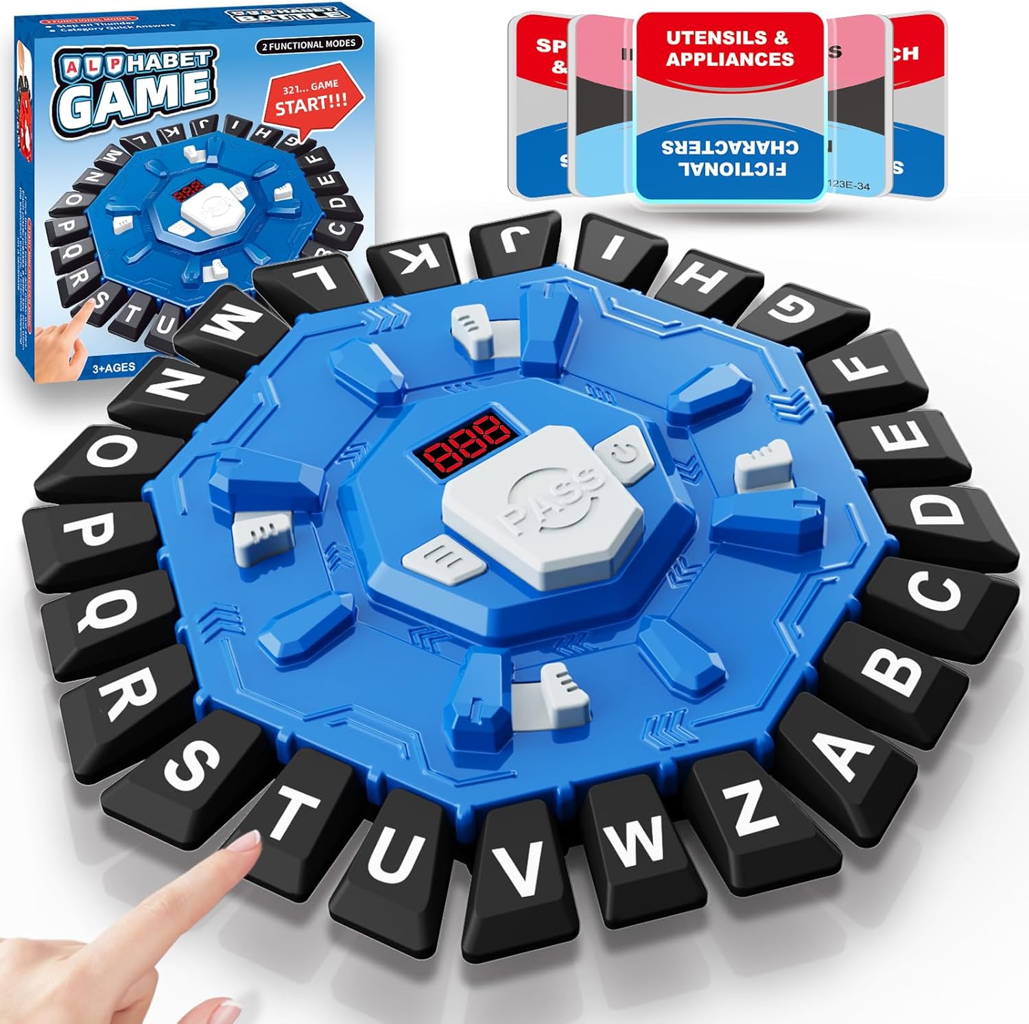 Word Game Family Board Games for Kids & Adults with 2 Modes,220 Topic Categories 24 Letters Pressing Game,Fun Fast-Paced Puzzle Games for Boys Girls Age 3+, 2-8 Players,Christmas & Birthday Gifts,Blue