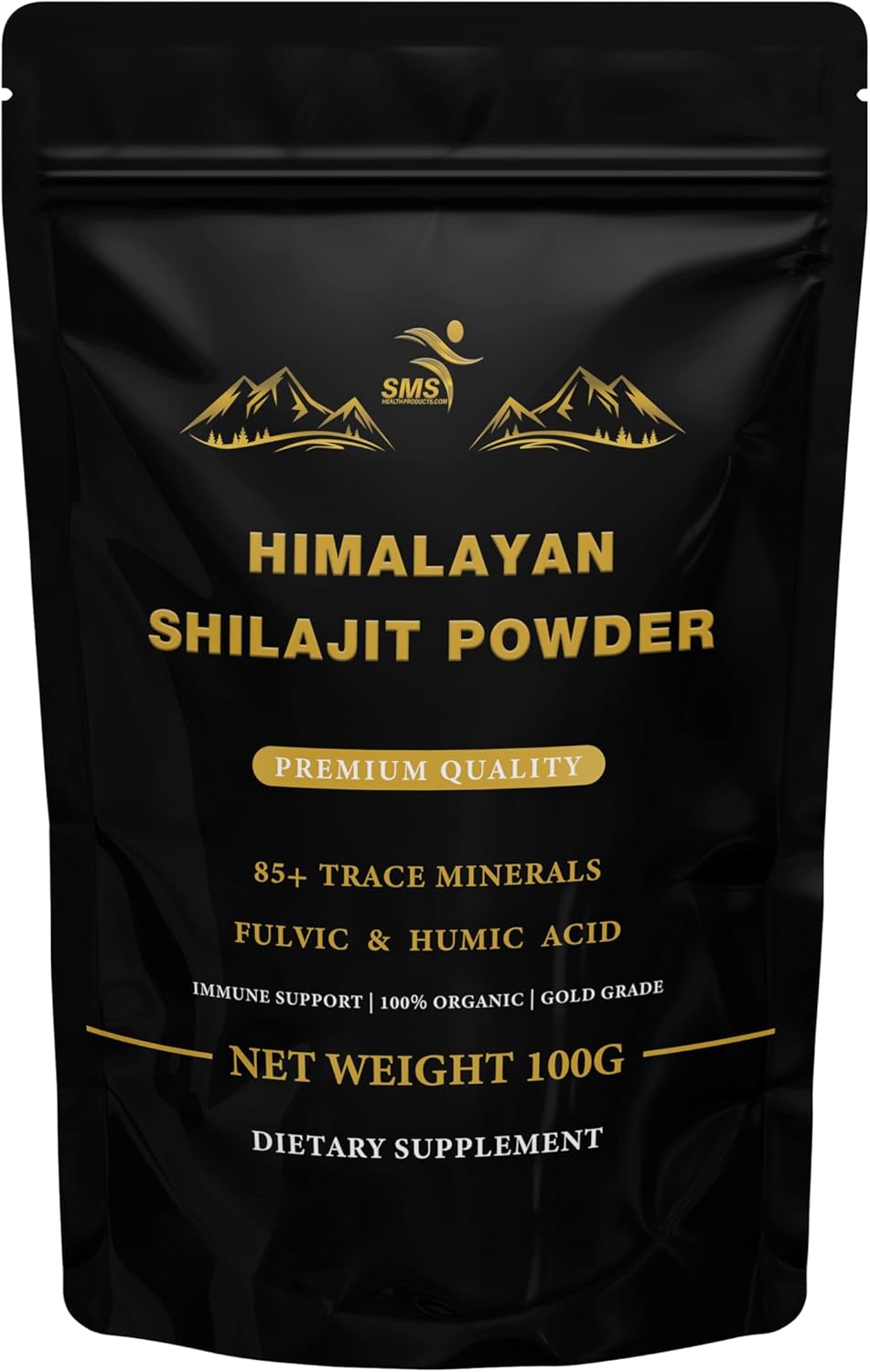 Shilajit Pure Himalayan Shilajit Powder - Gold Grade 100% Pure Shilajit with Fulvic Acid & 85+ Trace Minerals Complex for Energy & Immune Support - 100g