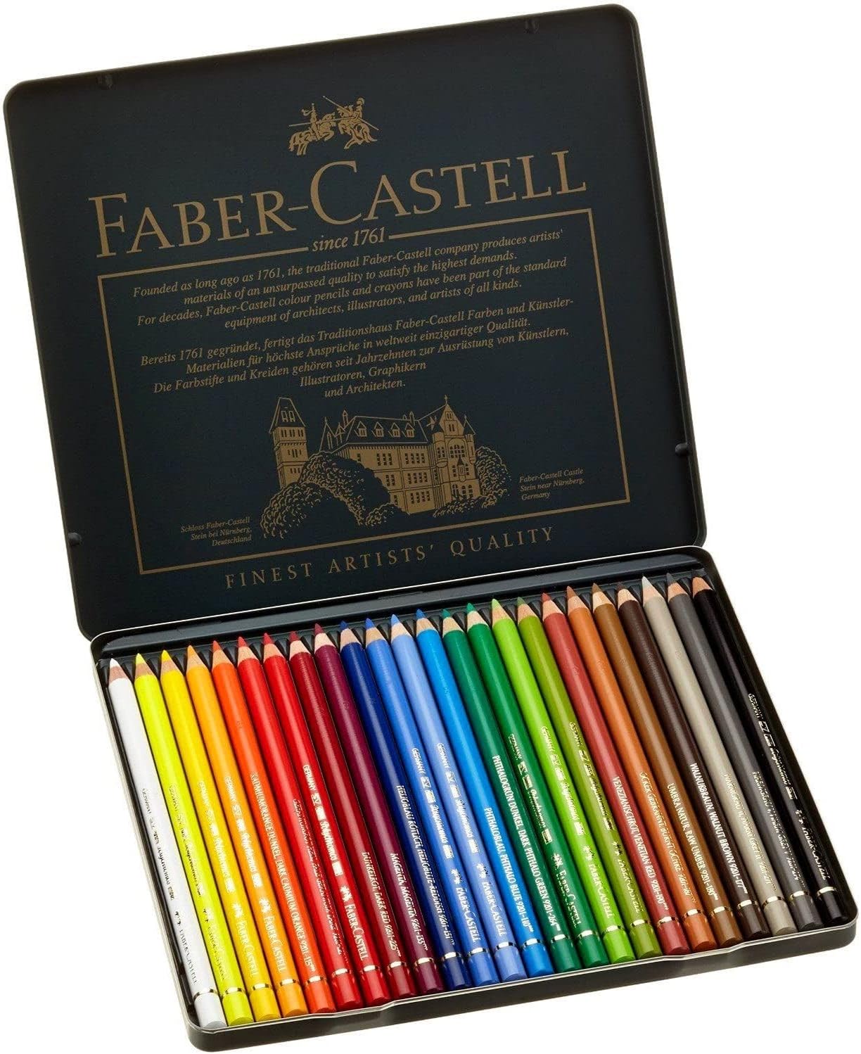 Faber-Castell 24 Piece Polychromous Colored Pencil Set in Metal Tin