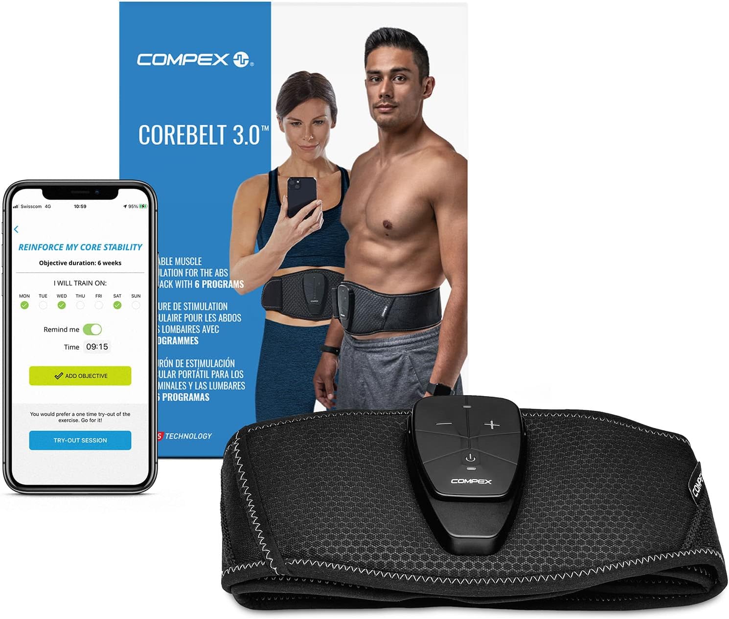 Compex Unisex Corebelt 3.0 Electrostimulator (pack of 1)