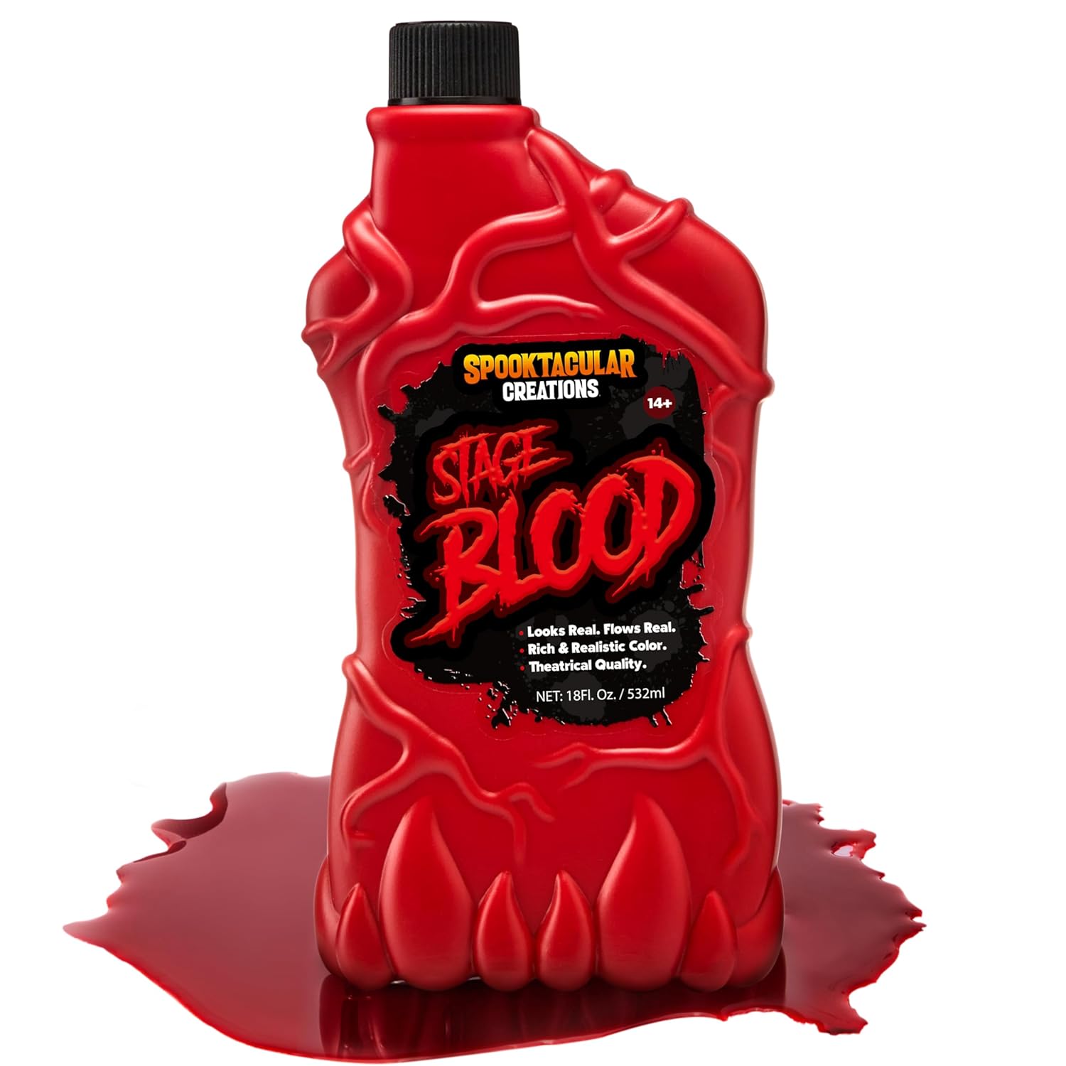 Spooktacular Creations 18 oz Fake Halloween Vampire Blood Bottle Fake Blood Stage Blood for Halloween Costume, Zombie, Vampire and Monster Makeup & Dress Up