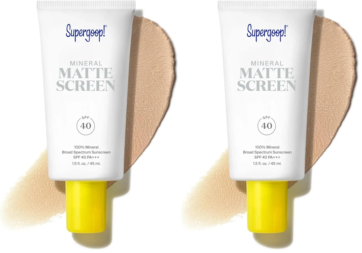Supergoop! Mineral Mattescreen (SPF 40) - 45 mL - Mineral, Oil-Free Broad Spectrum Sunscreen - Smooths Skin’s Appearance, Minimizes Pores & Controls Shine - Water & Sweat Resistant (Pack of 2)