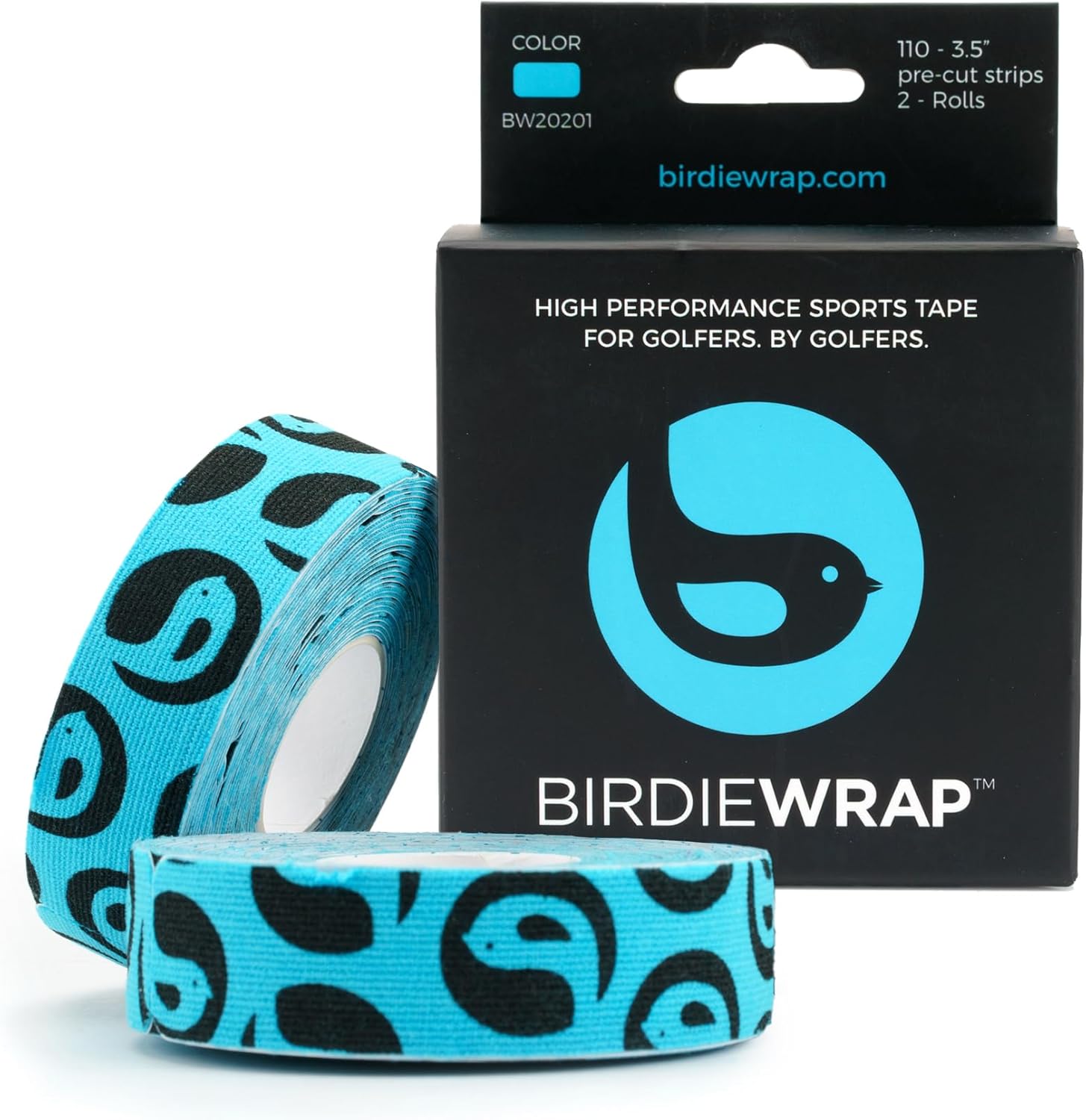 BirdieWrap Golf Sports Wrap - 4-Way Stretch Athletic Tape for Hands and Fingers, Waterproof, Pre-Cut 110 Strips, Blisters, Nicks Protection