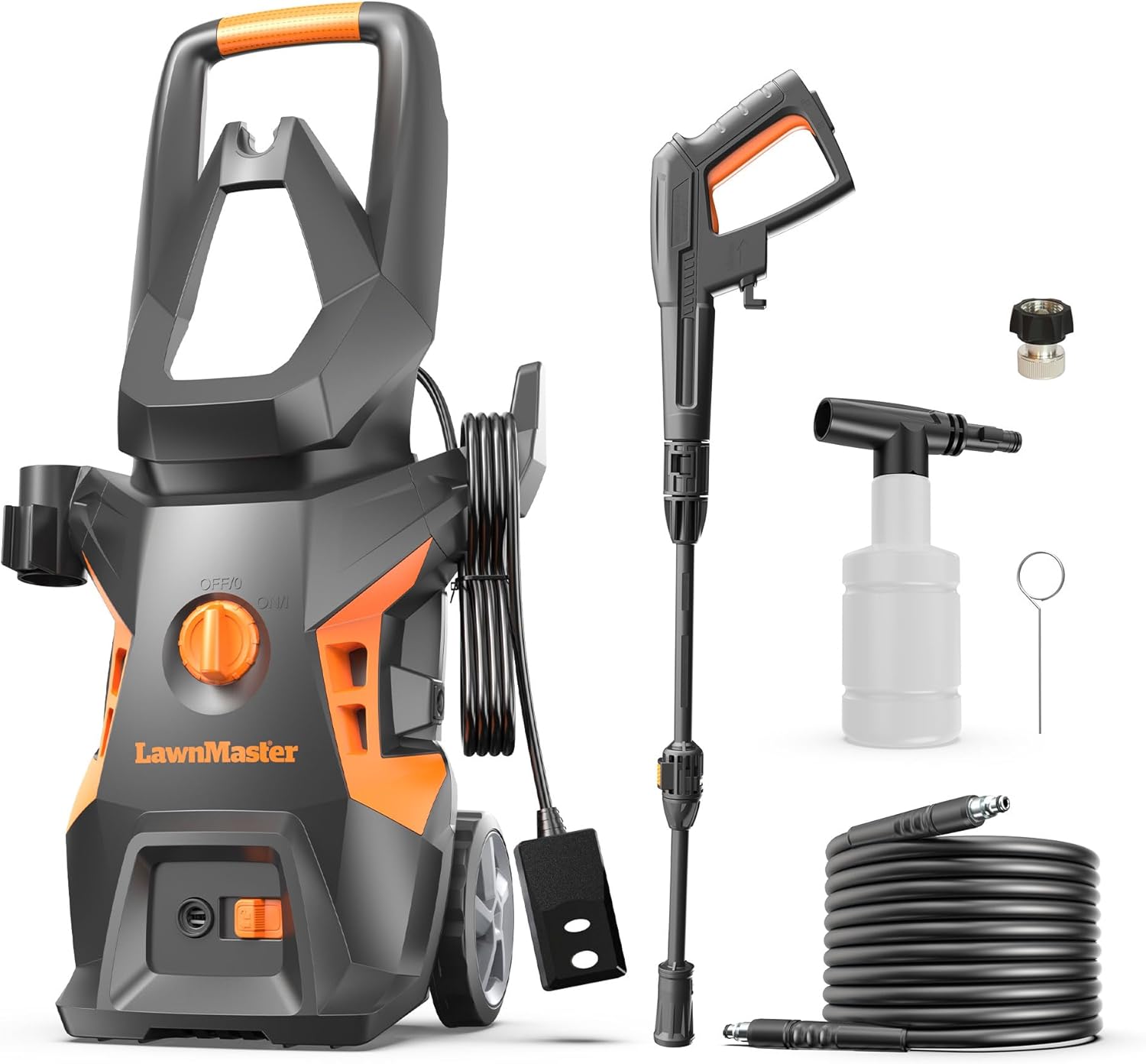 LawnMaster LT306-1800C Electric Pressure Washer 13 Amp 1.4 GPM 2100 Max PSI with Foam Bottle CSA Certified