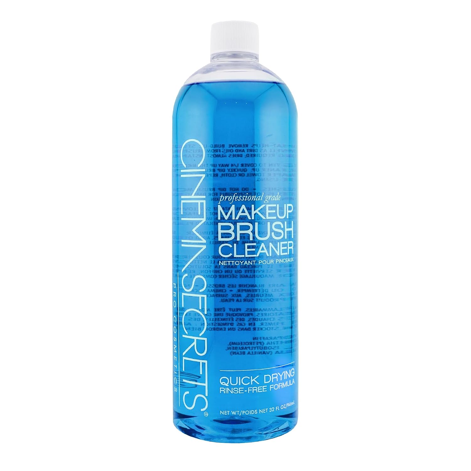 Cinema Secrets Original Blue Vanilla Makeup Brush Cleaner Solution - Professional Cleanser for Makeup Brushes - Quick-Drying, Rinse-Free Formula - Removes Stubborn Waterproof Make Up (32 fl oz)