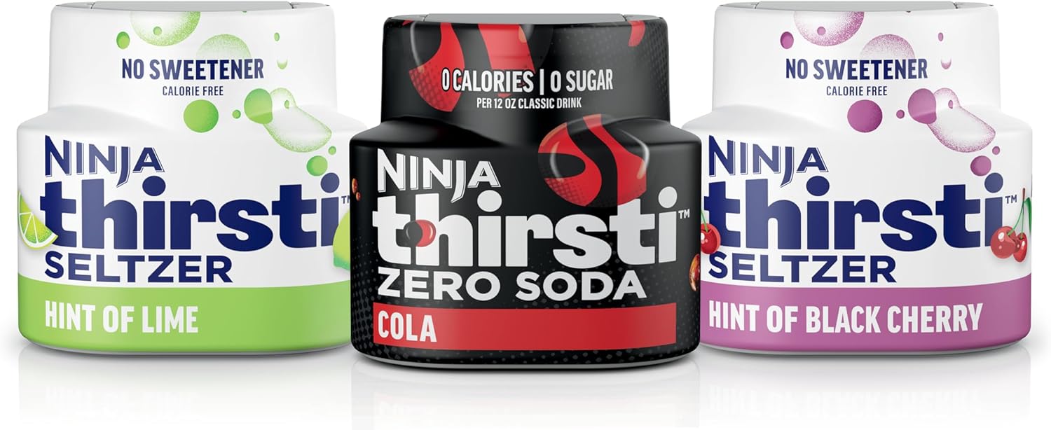 Ninja Thirsti™ Dirty Soda Flavor Variety Pack, ZERO SODA, Classic Soda Flavors, Sparkling or Still, Zero Calories, Zero Sugar, Makes 17, 12oz drinks, 3 Pack, WCFMAYCI