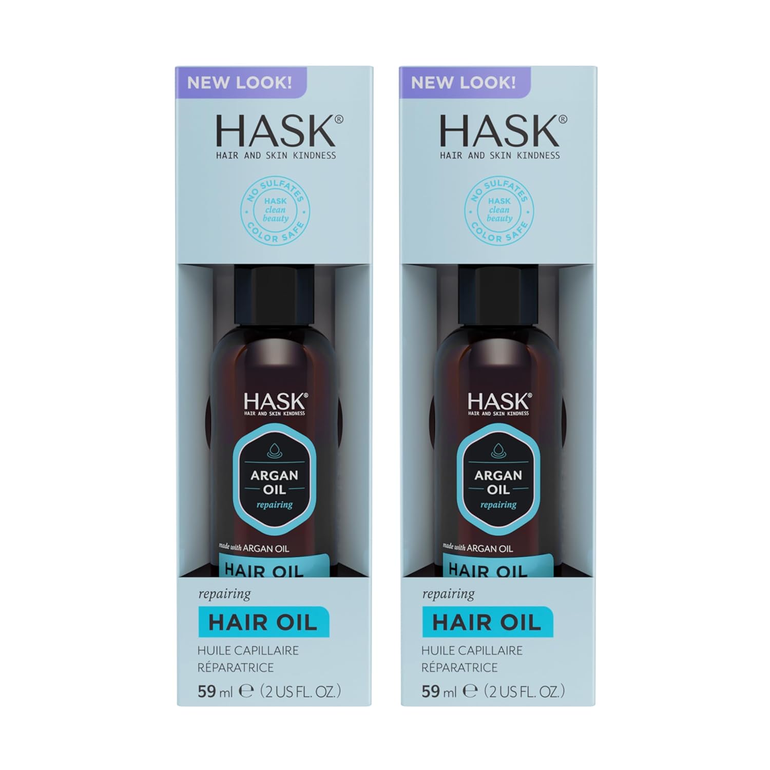 HASK ARGAN Repairing Hair Oil for shine and frizz control for all hair types, color safe, gluten free, sulfate free, paraben free - 2 Hair Oils