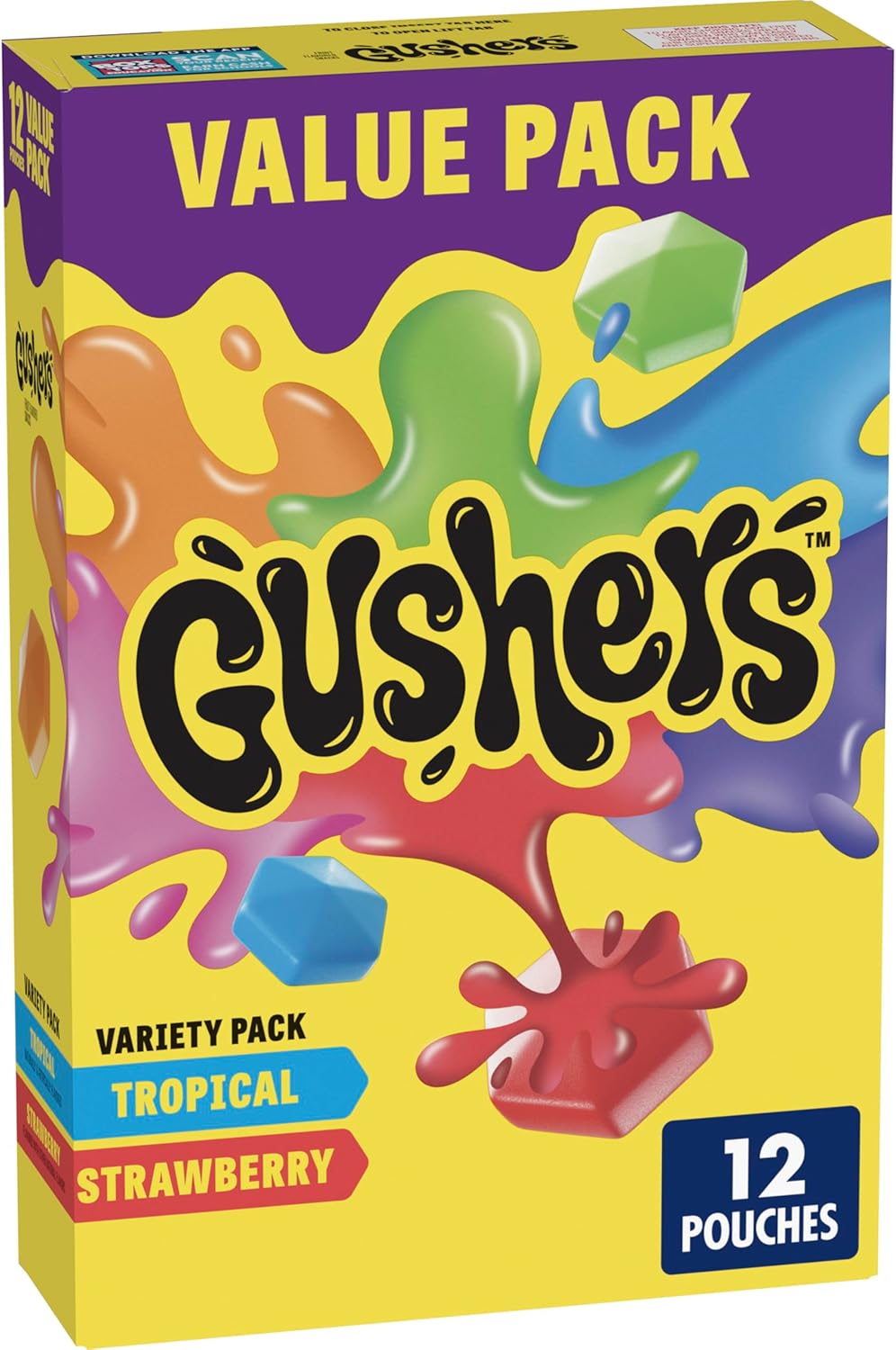 Gushers Variety Pack Fruit Gushers Fruit Flavored Snacks, Tropical Flavors Naturally Flavored, Strawberry Splash Naturally Flavored, 12 Count, 9.6 Oz (272 g)