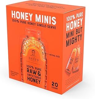 Nate's Honey Minis - Single-Serve 100% Pure, Raw & Unfiltered Honey – 0.49oz Packets, 20ct box