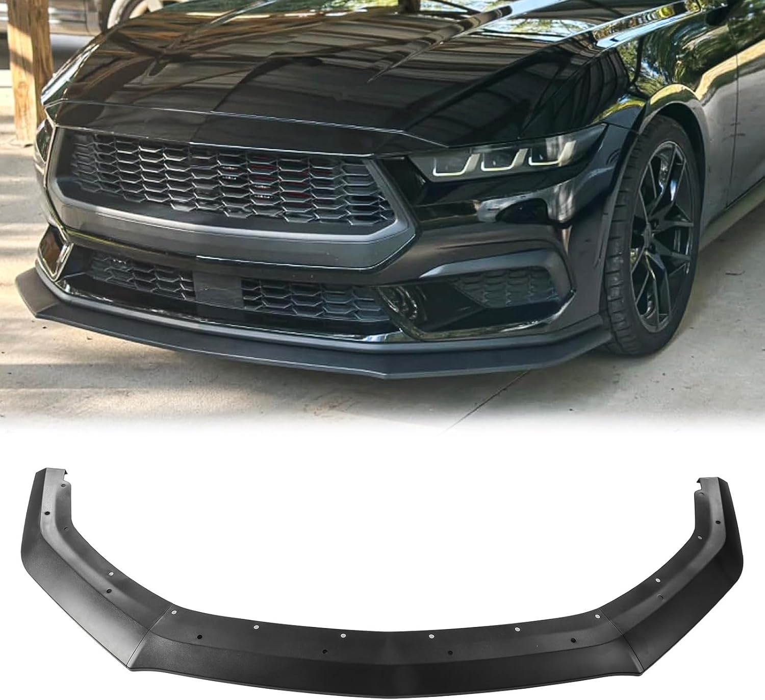 Matte Black Front Bumper Lip Compatible with Ford Mustang EcoBoost GT 2024 2025, Chin Splitter Diffuser Protector