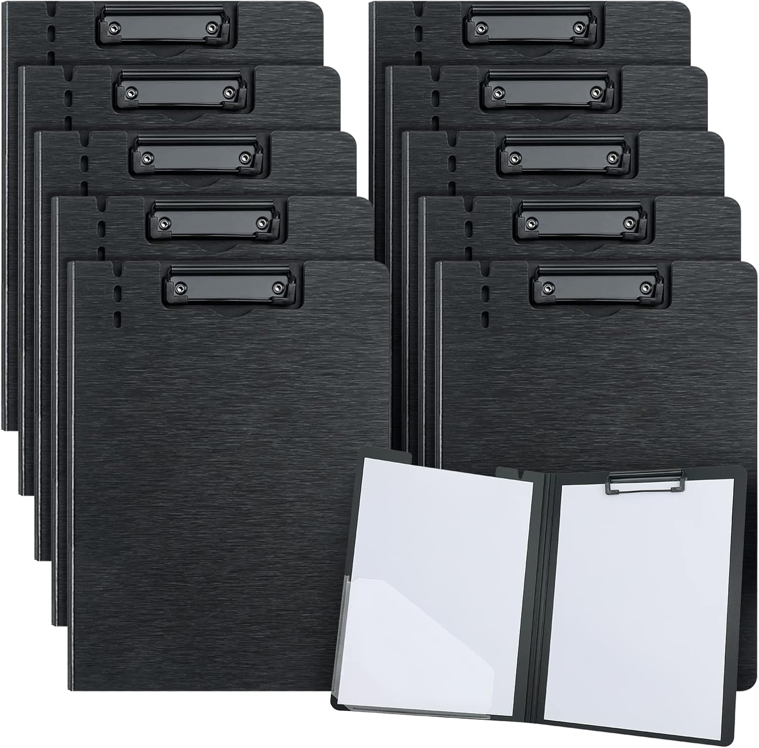 A4 Clipboard Folder,10 Pack Foldable Clipboards with Pocket for Business,Office,School or Restaurant (Black)