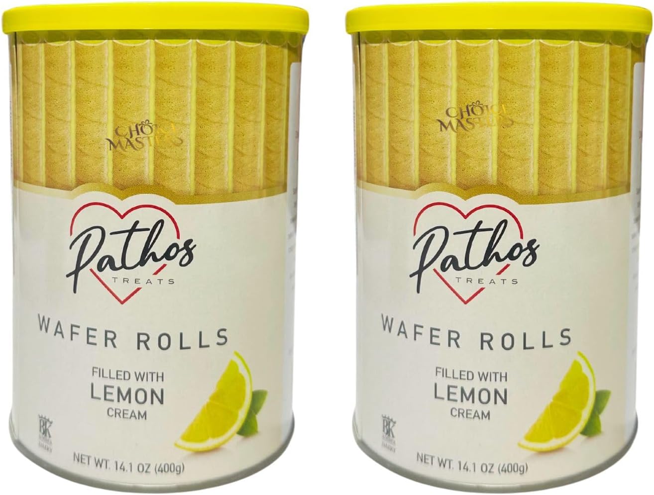 2 Pack Wafer Rolls - Lemon-Filled Wafer Rolls - Wafer Rolls Filled with Luscious Lemon cream Decadent Treat Gift for Any Occasion, 2 X 400g Tin