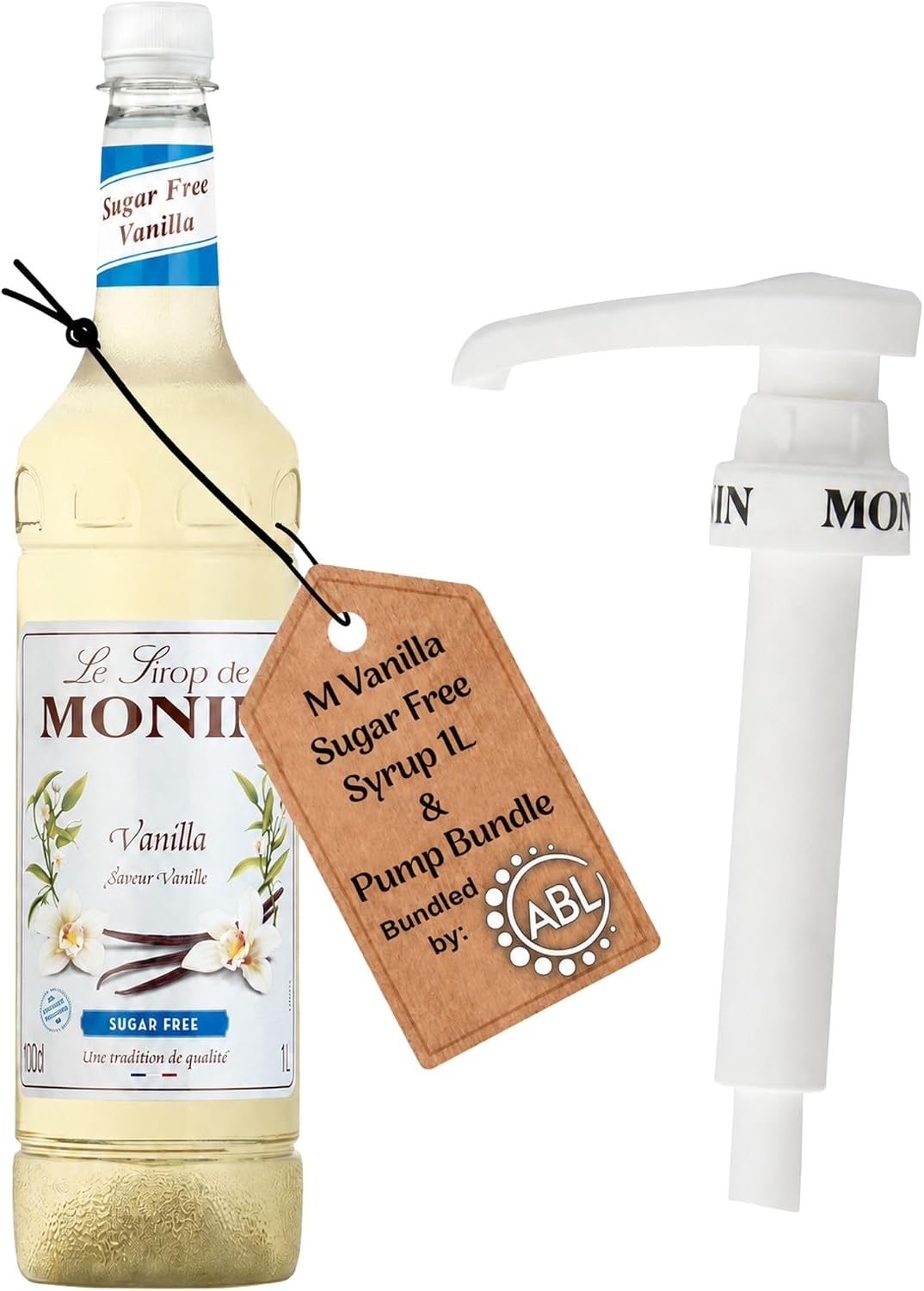 Premium Sugar Free Vanilla Syrup 1L for Coffee and Cocktails | Sugar Free Vanilla Coffee Syrup with Monin compatible pump