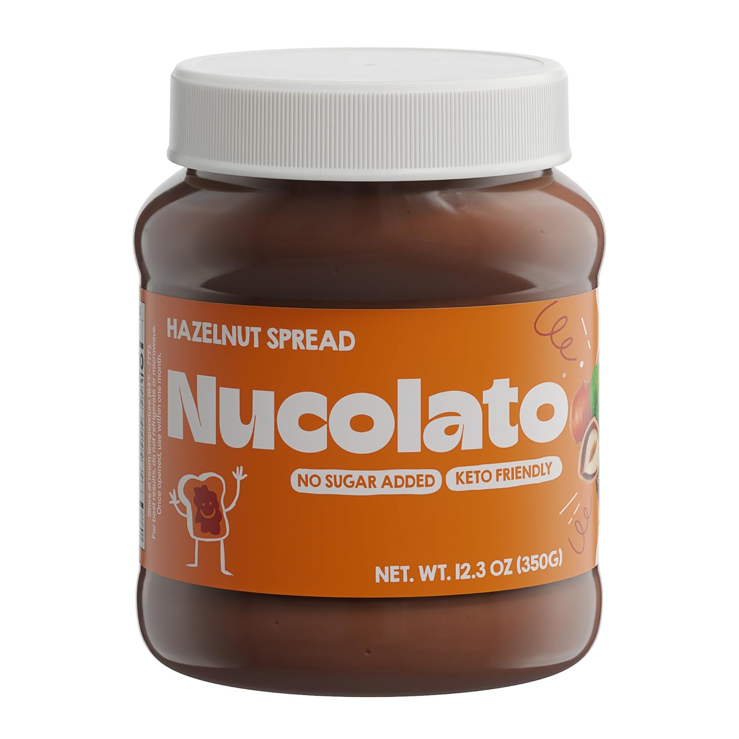 NUCOLATO | Hazelnut Spread | 12.3 oz - 350 g | Keto Friendly - No Sugar Added | Best Low Carb Dessert - Food Snacks | Perfect Topping for Cake, Bananas, Cookies, Pancakes - No Butter