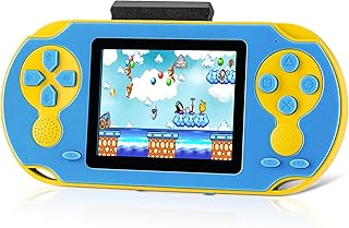 16 Bit Handheld Game Console for Kids, Video Game Console with Built in 230 HD Games, 3.0'' Screen Gaming Consoles with 3 Game Cartridges, Portable Rechargeable Game Console for Ages 4-12 (Blue)