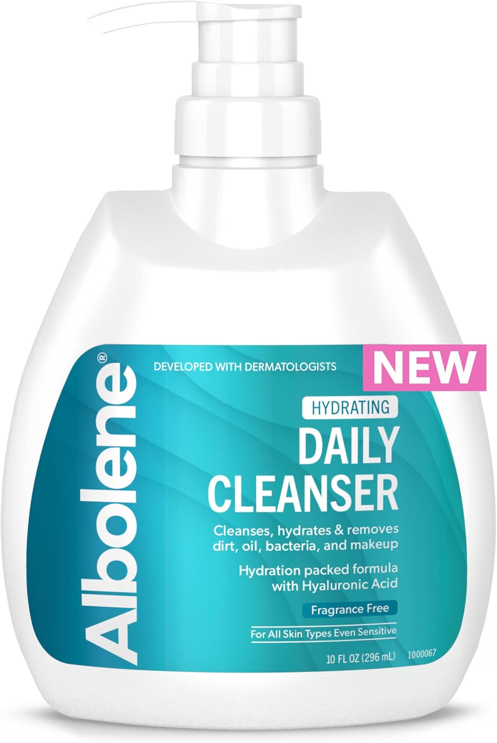 Albolene Daily Face Wash, Moisturizing Face Cleanser and Makeup Remover with Hyaluronic Acid, 10 fl oz