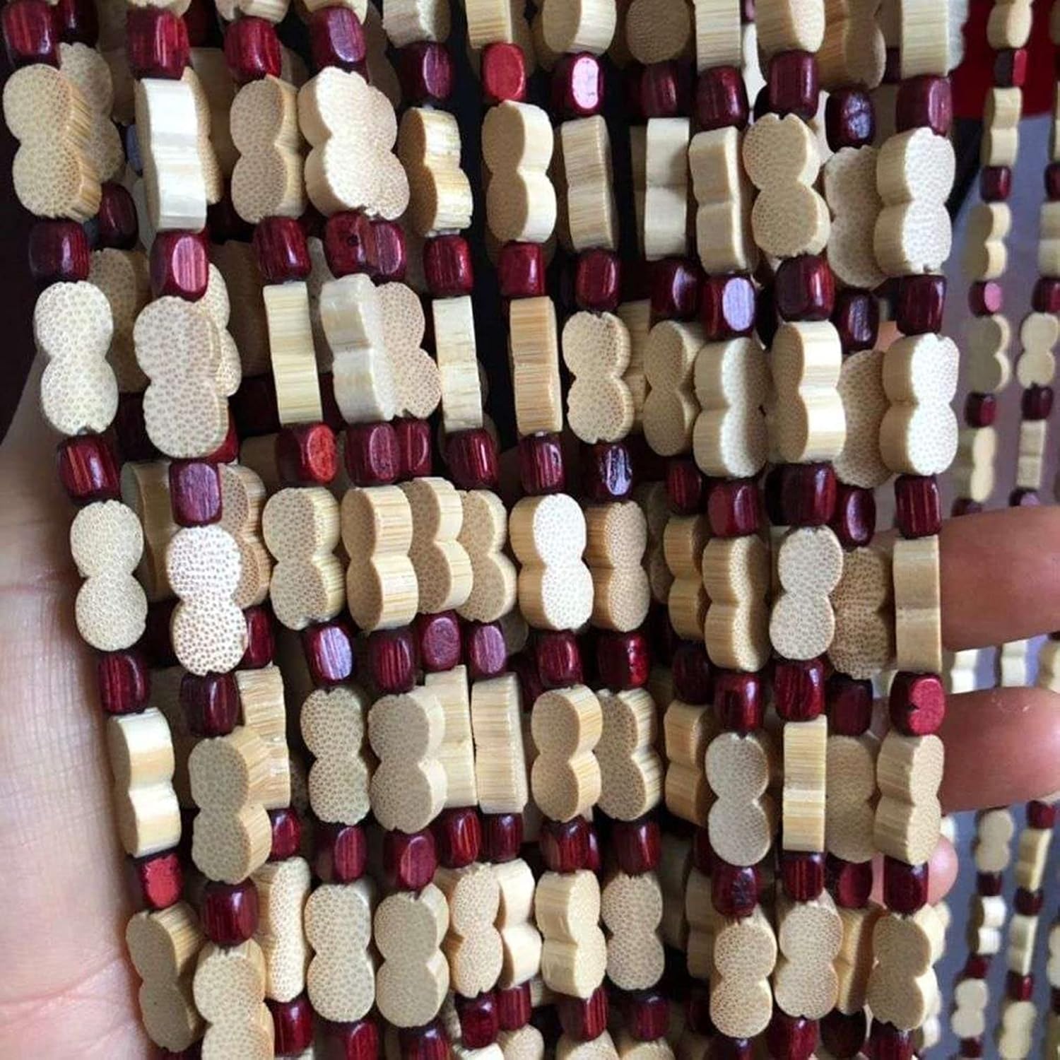 FENGSHOUU Natural Bamboo Wood Beaded Curtain,Gourd Shape Doorway Room Divider Door Curtain,Hanging Decor String Bead Screen Panel,for Bedroom Kitchen Hallway,Custom (40 strands-80x120cm)