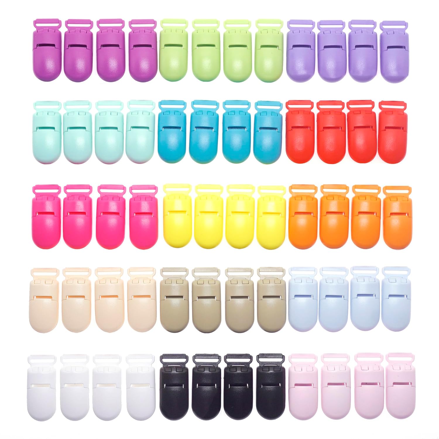 60 Pcs Pacifier Clip Holder Plastic Baby Binky Clips for DIY Dummy Teether -Keep Pacifiers and Mittens Secure with Paci Clip Mix 15 Colors
