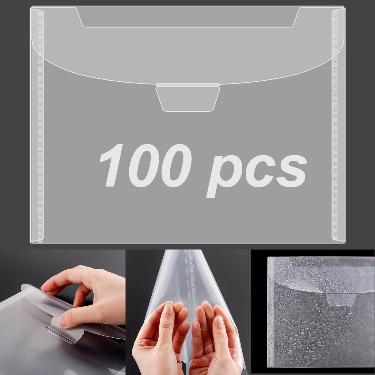 Briartw 100 Pcs Clear Die & Stamp Storage Bag 5x7inch Resealable Transparent Plastic Envelopes Pockets for Cutting Dies Stencil Embossing Crafts for DIY Scrapbooking Paper Card Craft Organizer Holder