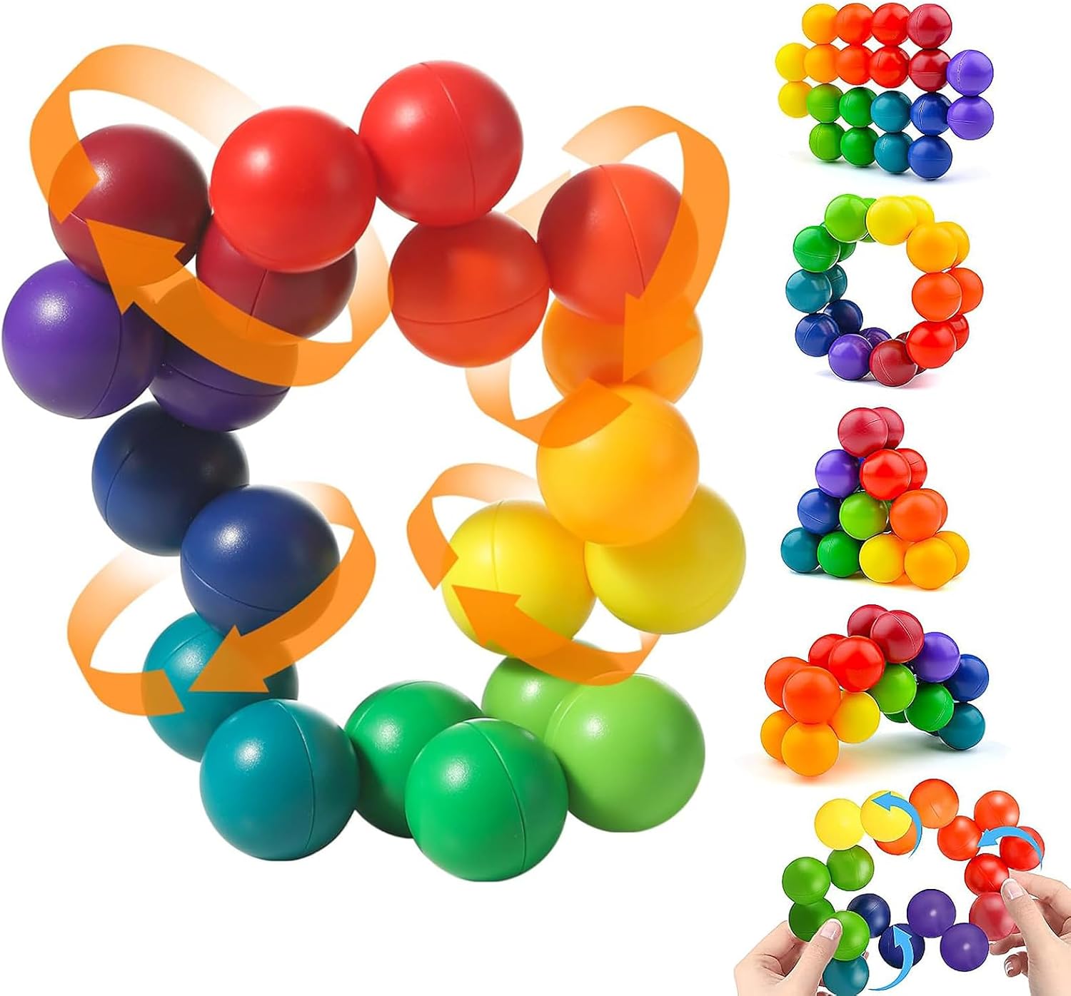 Sensory Fidget Toys for Kids, Autism Toys Rainbow Fidget Ball for Traveling Quiet, Small Sensory Balls for Toddlers and Children