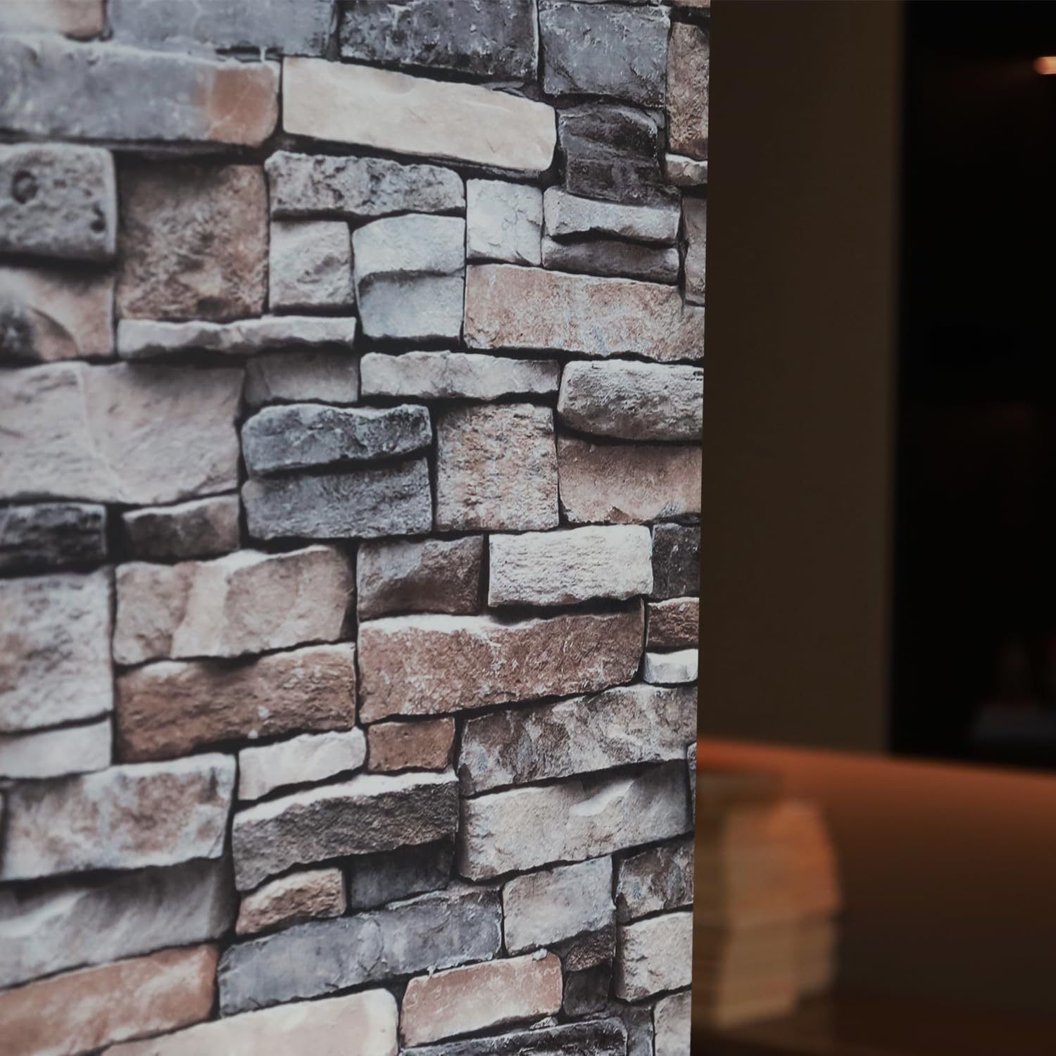 Faux 3D Brick Wallpaper Peel and Stick 17.7"x 236" Self Adhesive Brick Looking Wallpaper Rustic Stone Rock Wallpapers for Bathroom Bedroom