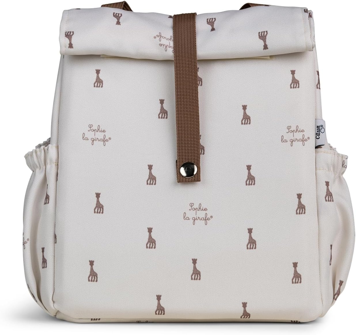 Citron Sophie La Girafe Roll-Up Insulated Lunch Bag, Waterproof Easy Clean