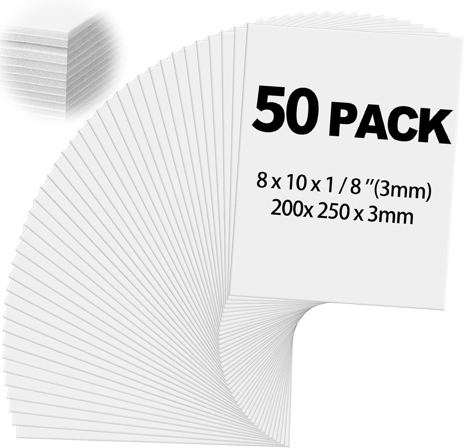 Frienda Foam Boards Thickness Foam Poster Boards for Presentation Board for School Crafts Office Art Projects(8 x 10 Inch,White,50 Pack)