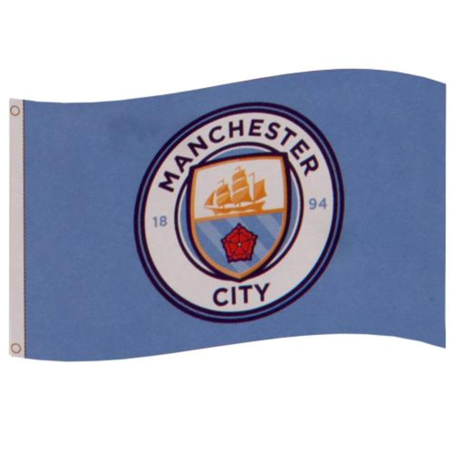 Manchester City F.C. Official Merchandise: Manchester City FC (CC) Club Crest Flag, Blue, 152.4 cm x 91.44 cm