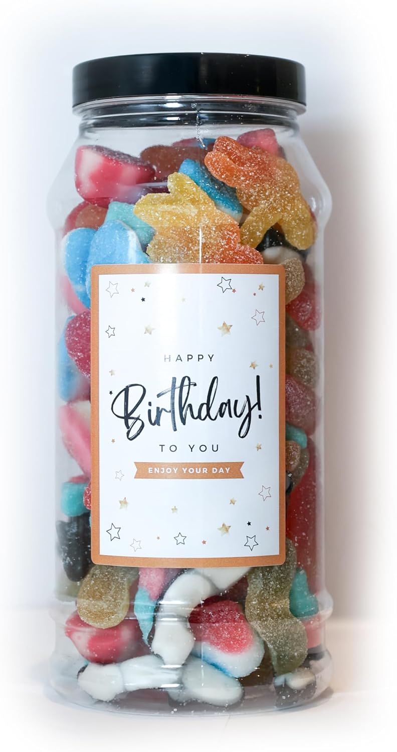 Sweetie Tooth Premium Happy Birthday Random Pick n Mix Jar For Women, Men & Kids - 650g