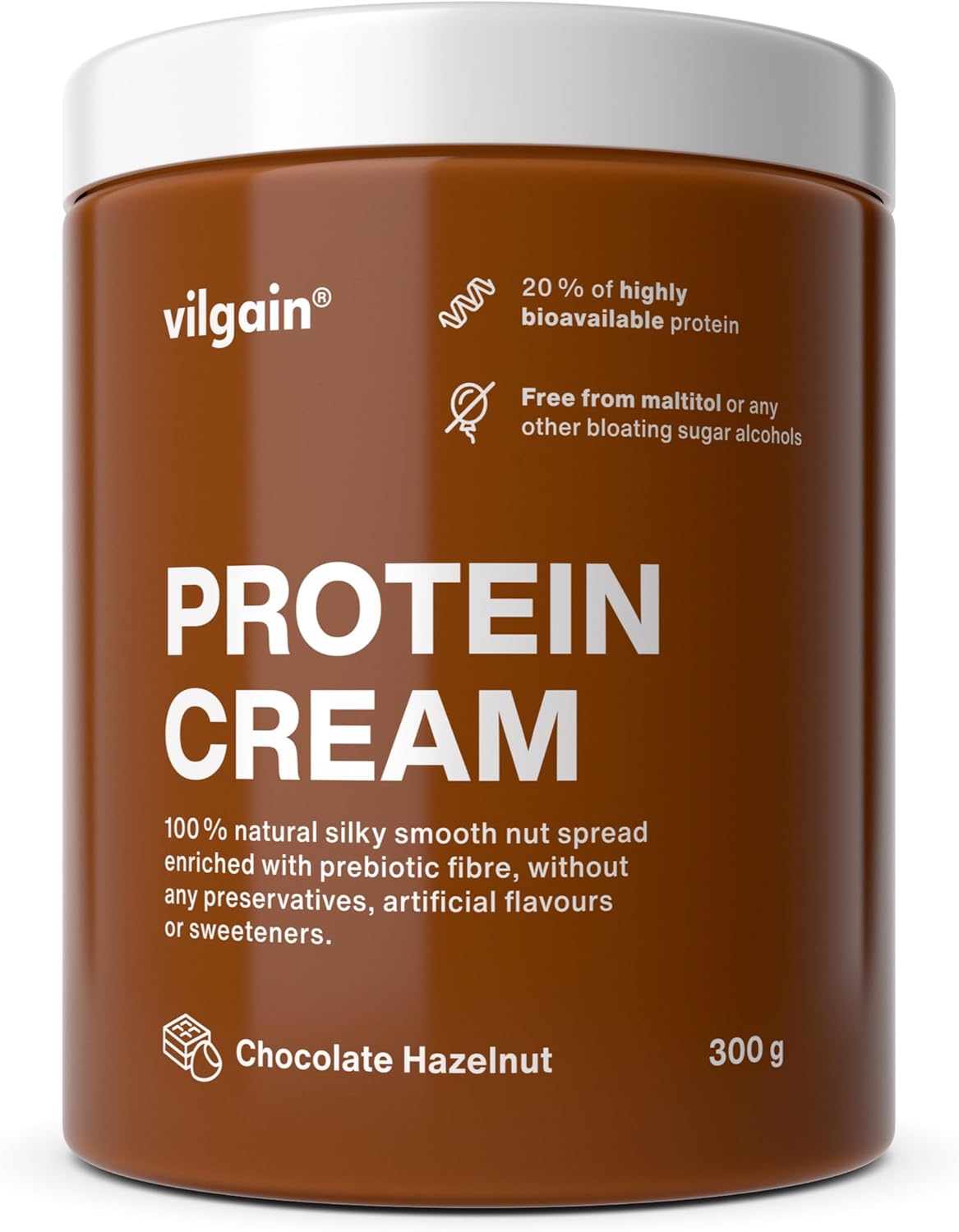 Vilgain Protein Cream, 20% Protein, Super Creamy Consistency, High Nut Content, Maltitol Free