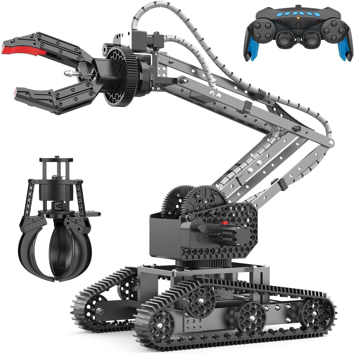 Robot Arm Kit Toys, Flexible Remote Control Robotic Arm with 360° Gripper and Console, 2 in 1 Science Kit Best Birthday Gifts for Kids Adults, No Assembly Required Robot Arm (with Gift)