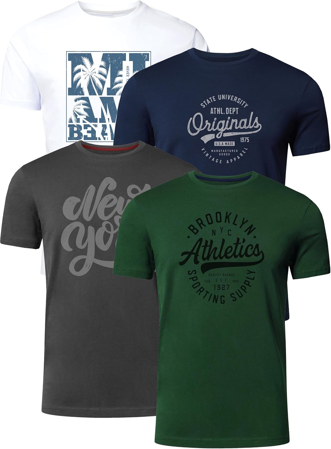 FULL TIME SPORTS Mens T-Shirt Pack of 4 Printed Tshirt PRINT-001