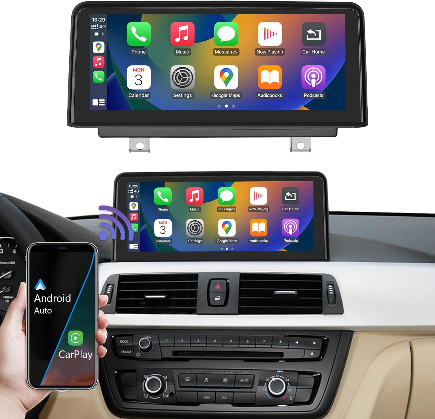 Road Top 10.25 Inch Touchscreen Wireless CarPlay Android Auto for BMW 3/4 Series F30/F31/F32/F33/F34/F36 2012-2015 Years with NBT System, Car Stereo Multimedia Car Radio Receiver
